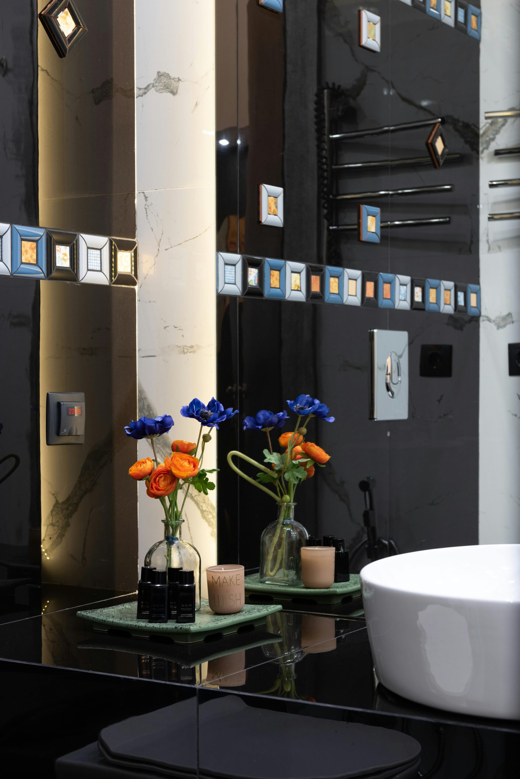 pexels photo 6394547 6394547 Stylish bathroom interior featuring elegant floral decor and contemporary design elements.